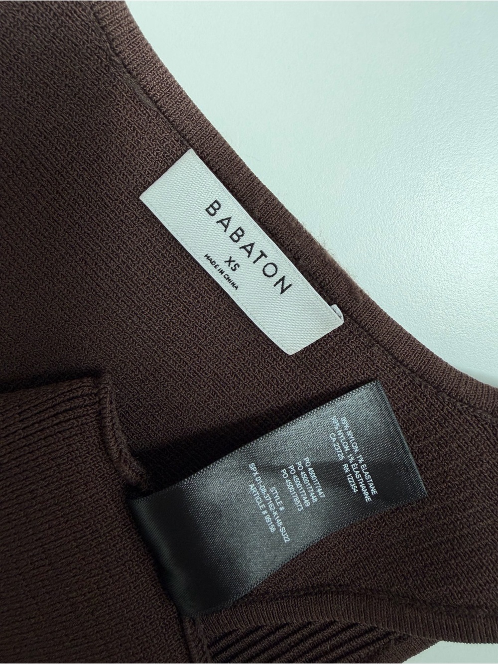 Aritzia Babaton Sculpt Ribbed Knit Racer Mini Dress in Rich Mocha Brown Size XS - Picture 7 of 11